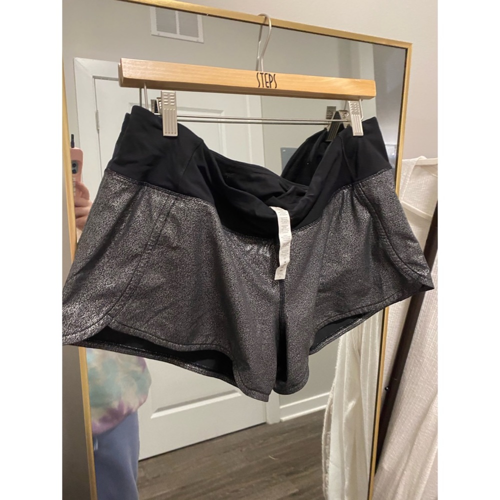Lululemon Metallic Silver Running Shorts